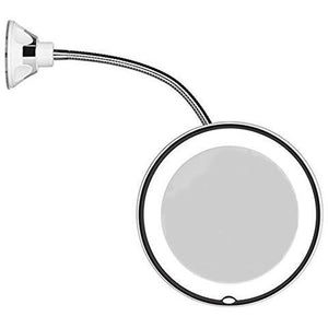 Miroir 10X LED sur Ventouse: Lumineux de Maquillage, Miroir de vanité de salle de bain avec ventouse forte et 360 °réglable flexible