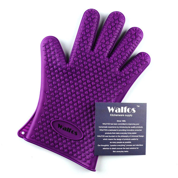Gants anti-chaleur de cuisine textile + silicone 200° C max. Longueur 32cm  - Memphis Product